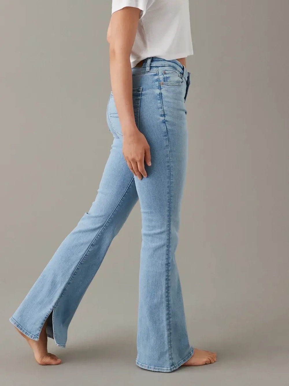 American Eagle WOMEN CURVY SUPER HIGH-RISE FLARE JEANS 12 LONG